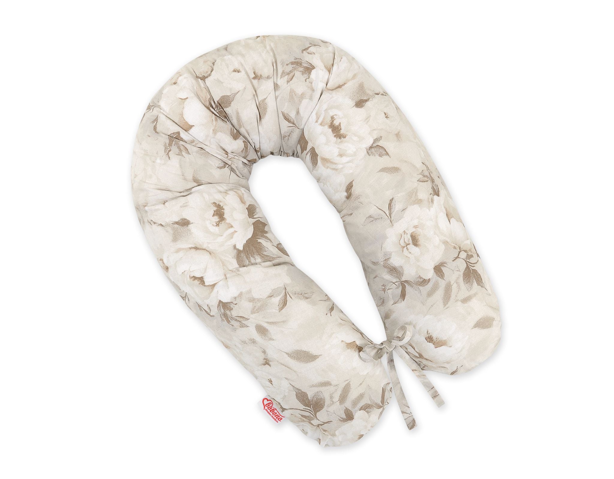 Cotton  pillowcase for pregnancy pillow Longer - Peonies beige
