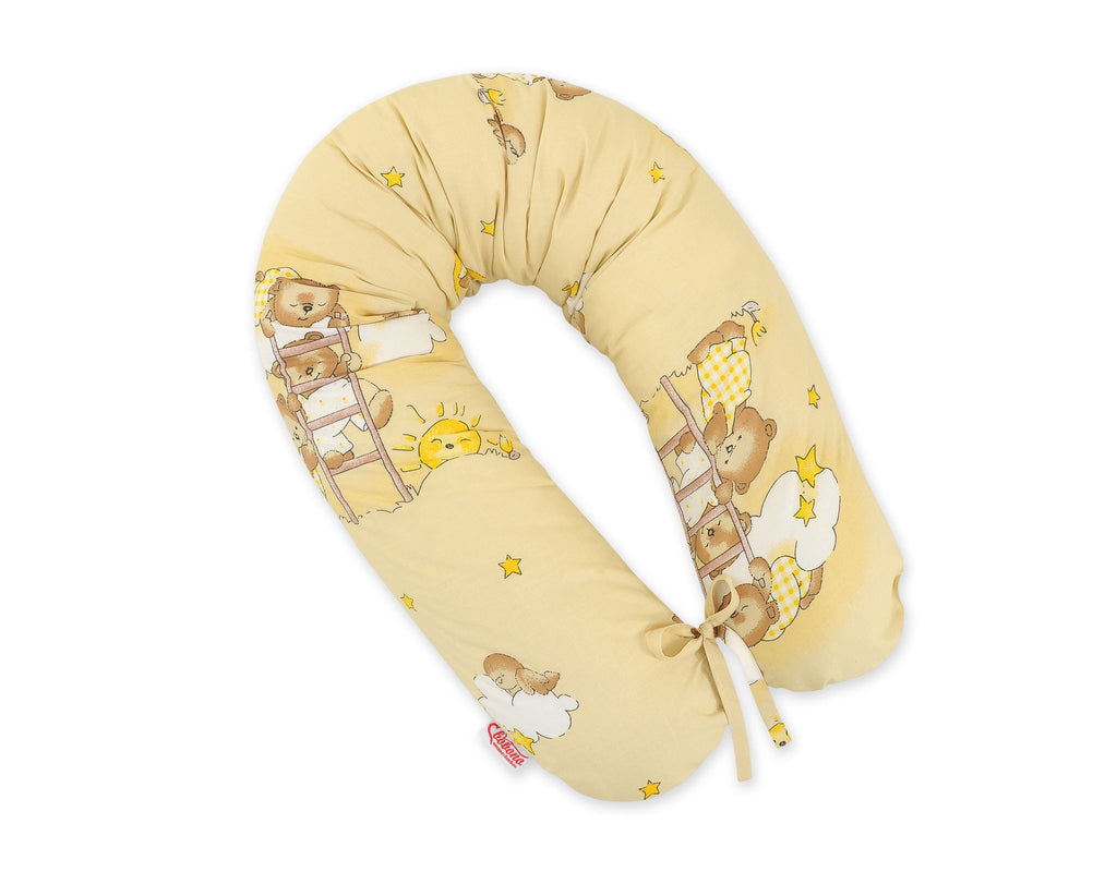 Cotton  pillowcase for pregnancy pillow Longer -  Cream teddy bears