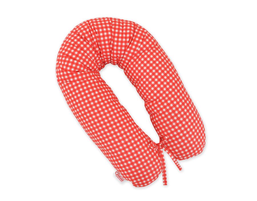 Cotton  pillowcase for pregnancy pillow Longer - red checkered