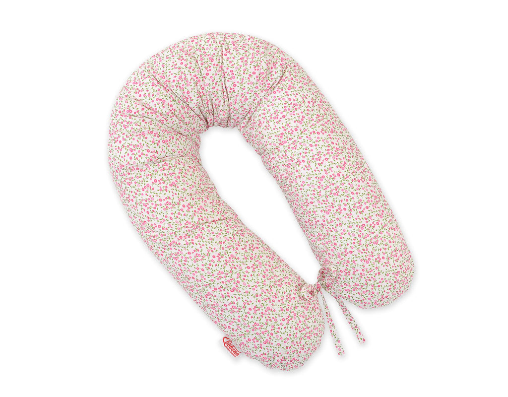 Cotton  pillowcase for pregnancy pillow Longer - Little pink flowers