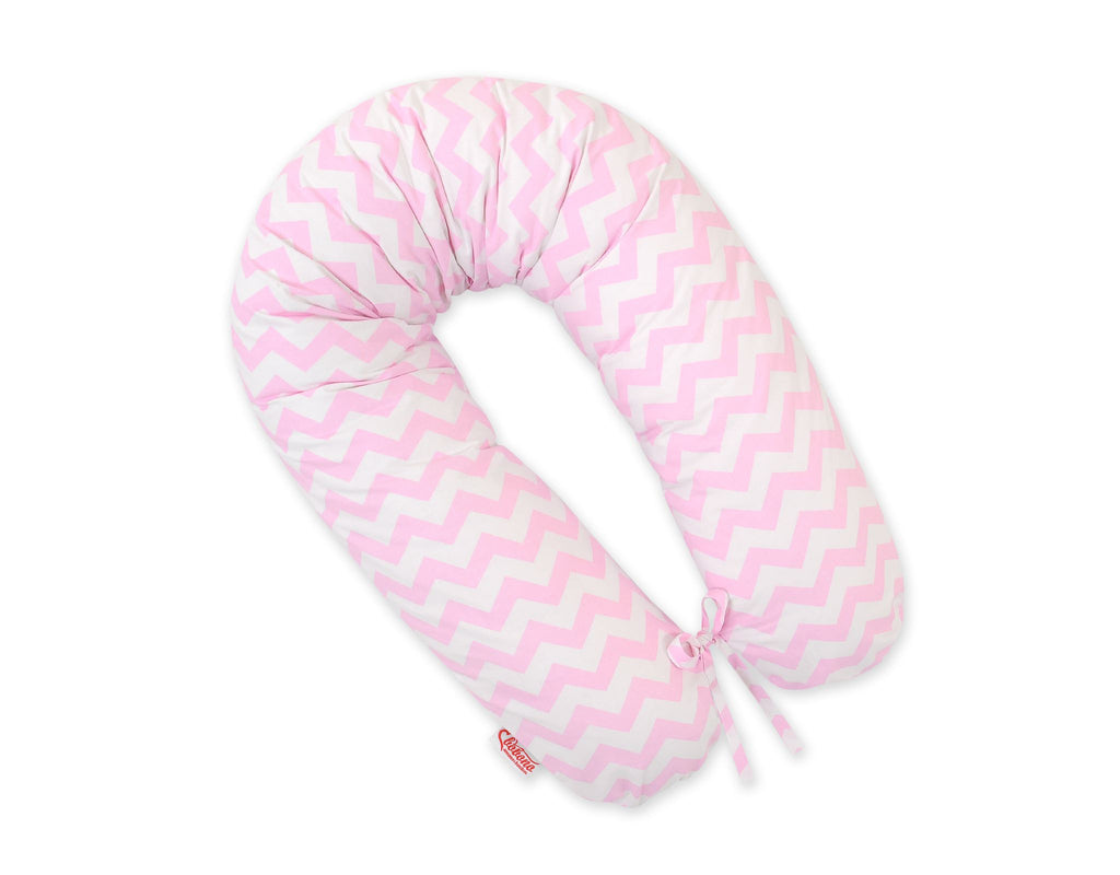 Cotton  pillowcase for pregnancy pillow Longer - Chevron pink