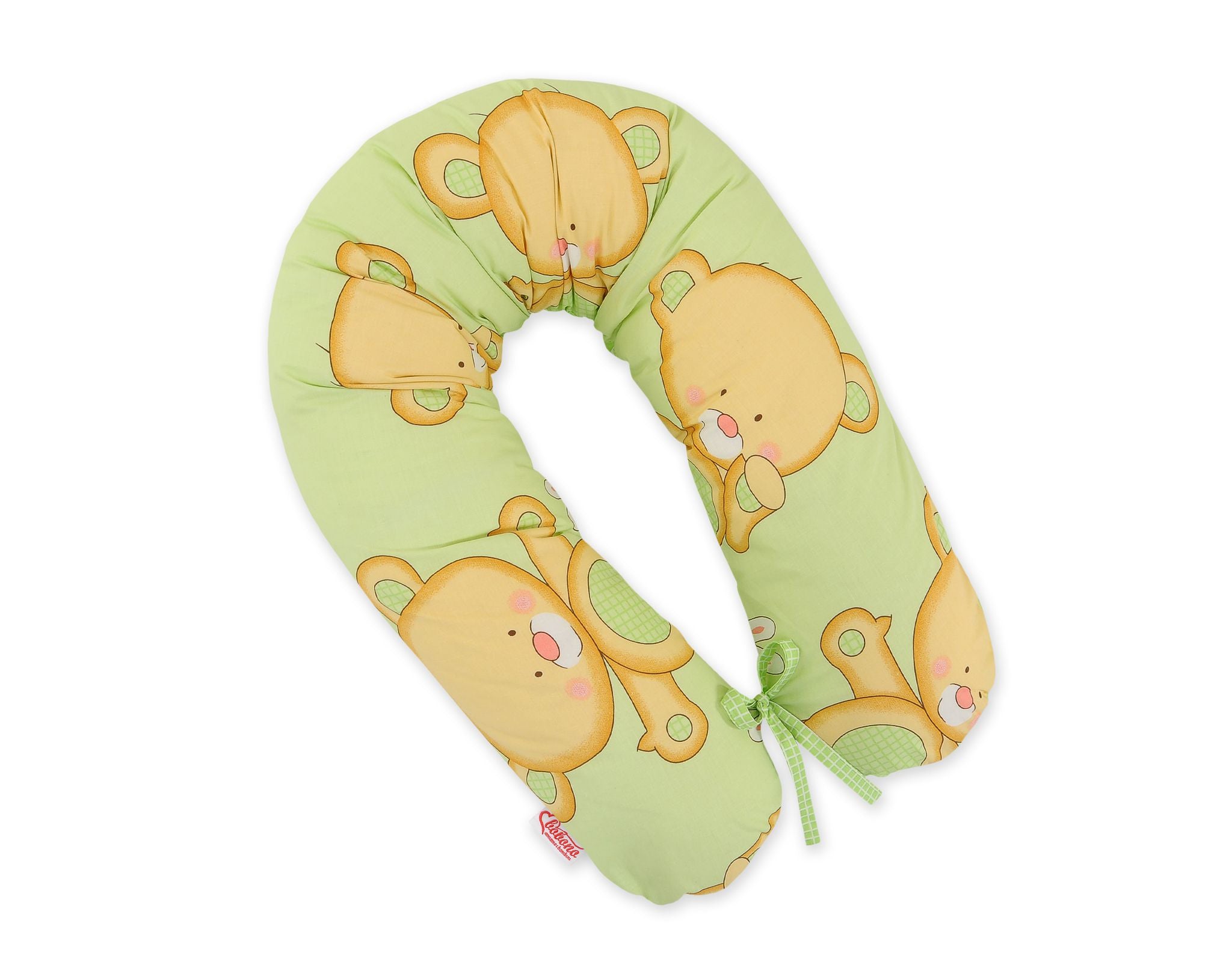 Cotton  pillowcase for pregnancy pillow Longer - Teddy bear green