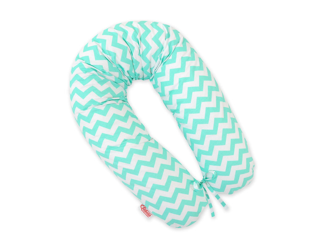 Cotton  pillowcase for pregnancy pillow Longer - Chevron mint