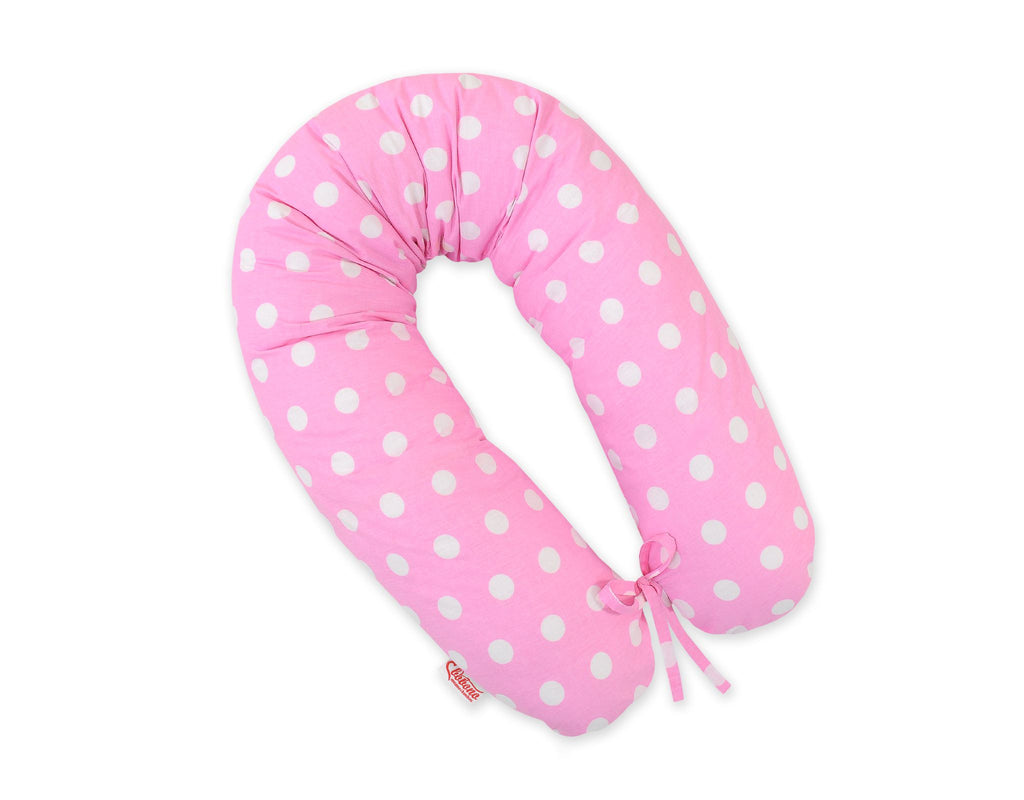 Cotton  pillowcase for pregnancy pillow Longer - Dots on pink