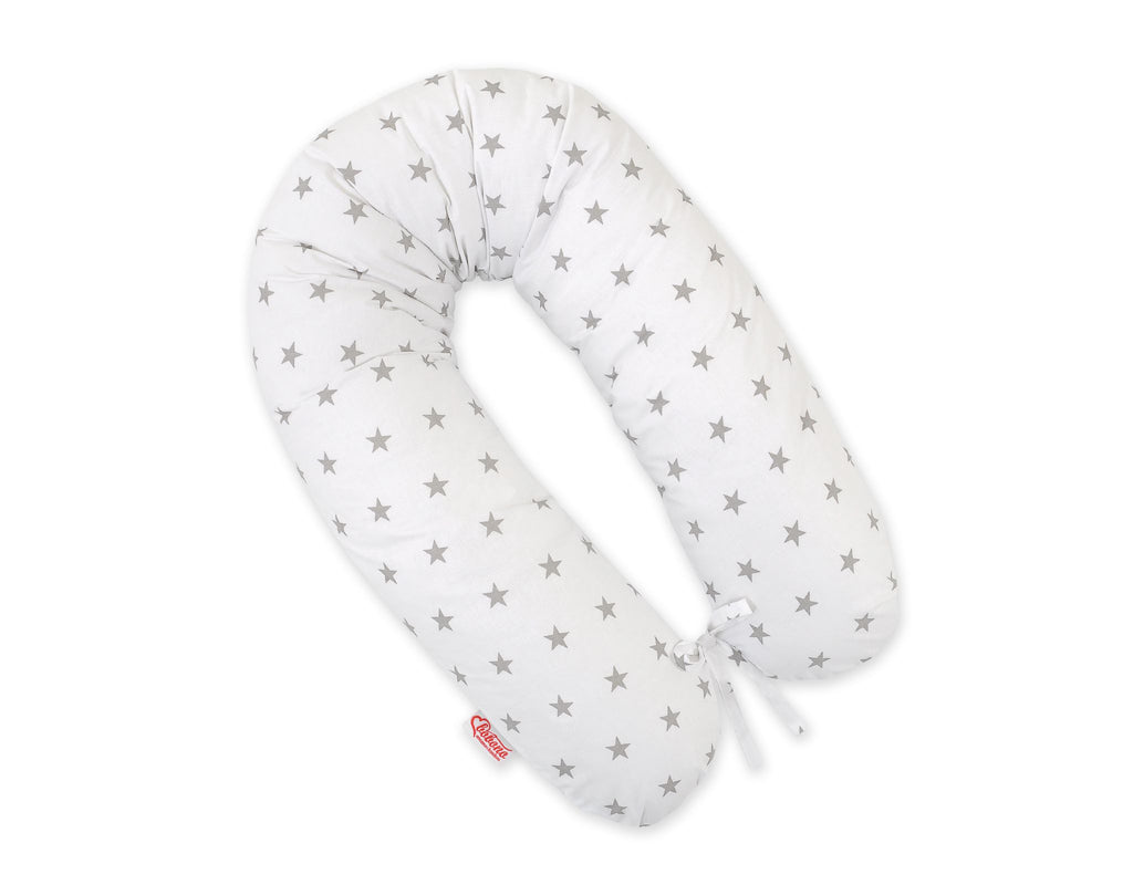Cotton  pillowcase for pregnancy pillow Longer - Grey stars