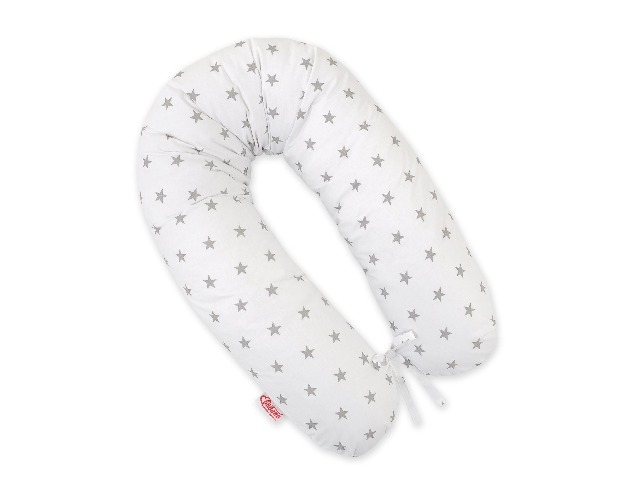 Cotton  pillowcase for pregnancy pillow Longer - Grey stars