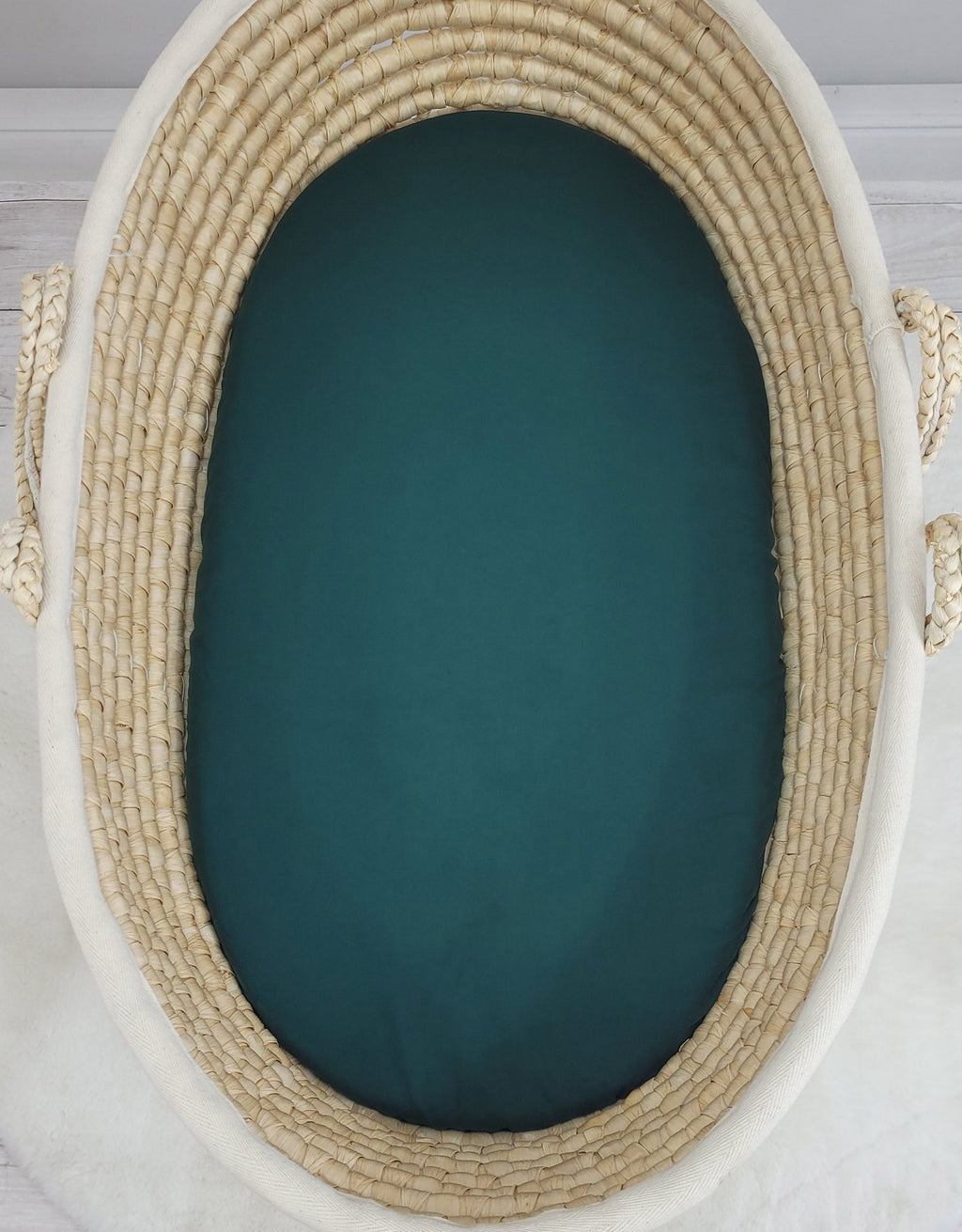 Sheet made of cotton for moses basket mattress 75x35 cm - bottle green