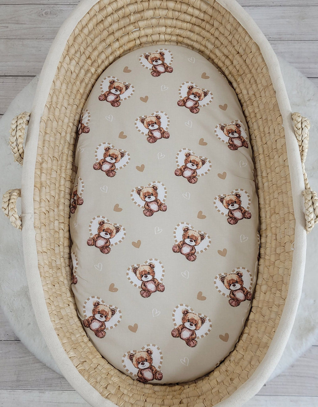 Sheet made of cotton for moses basket mattress 75x35 cm - Teddy love