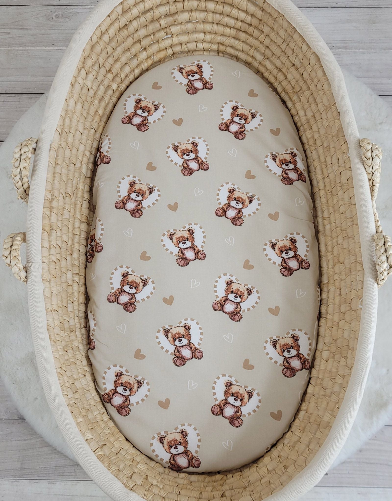 Sheet made of cotton for moses basket mattress 75x35 cm - Teddy love