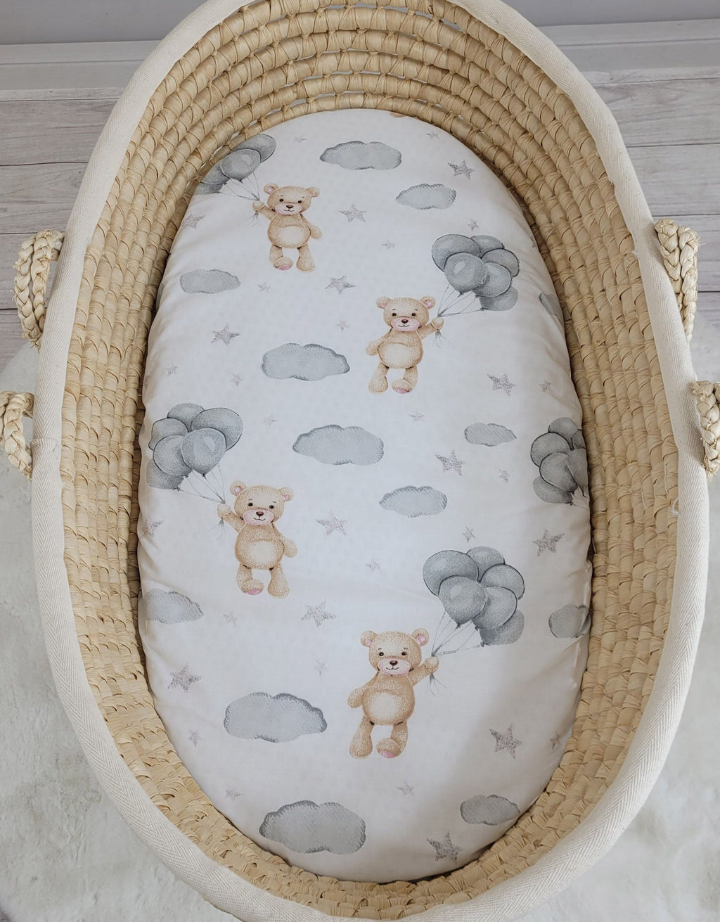 Sheet made of cotton for moses basket mattress 75x35 cm - Teddy bear
