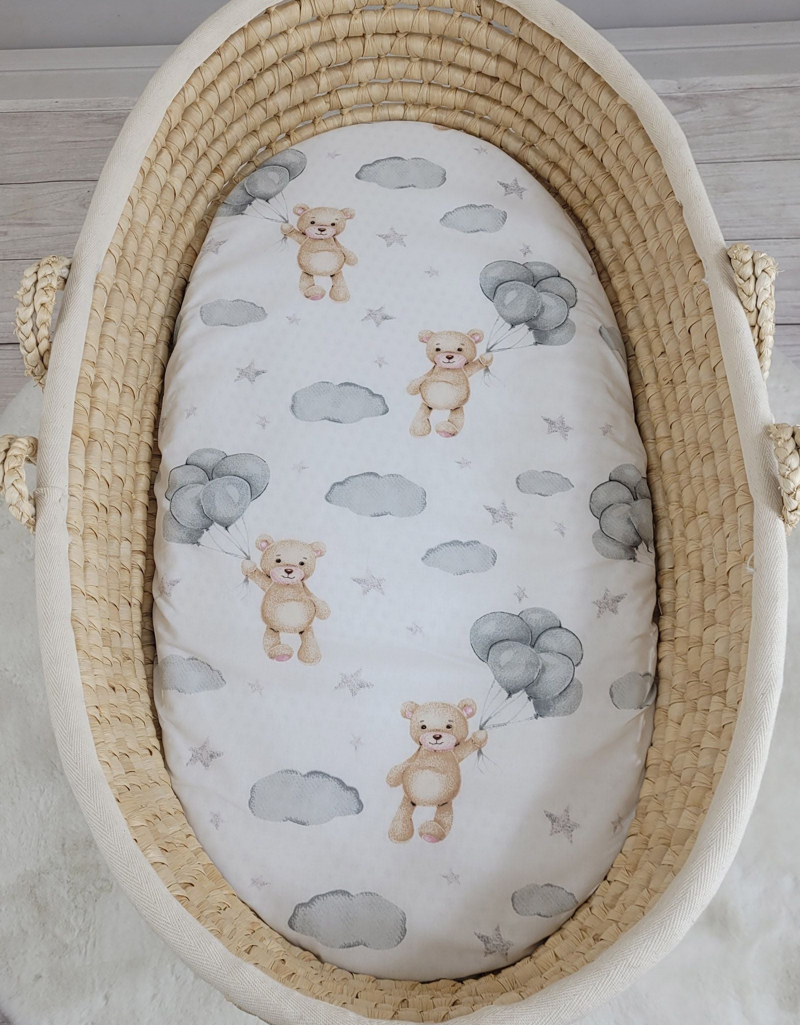 Sheet made of cotton for moses basket mattress 75x35 cm - Teddy bear