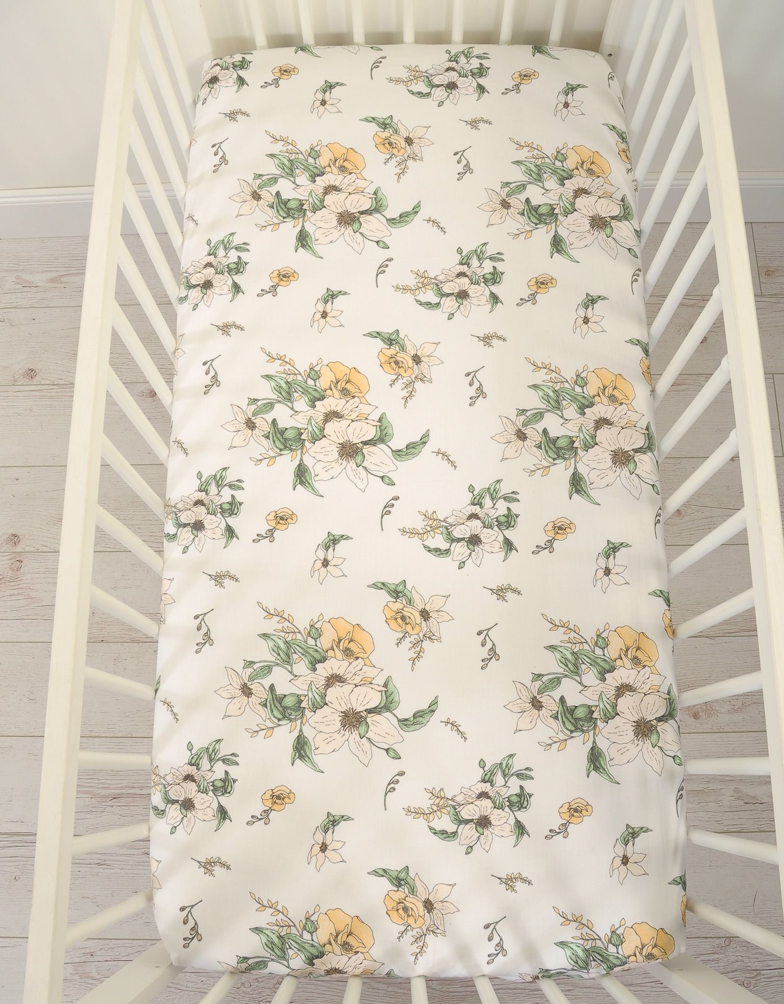 Sheet made of cotton 120x60cm - clematis on beige