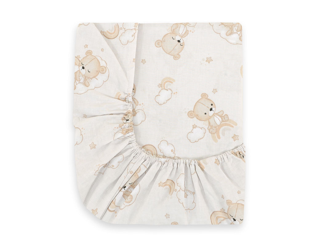 Sheet made of cotton 120x60cm - Rainbow beige bear