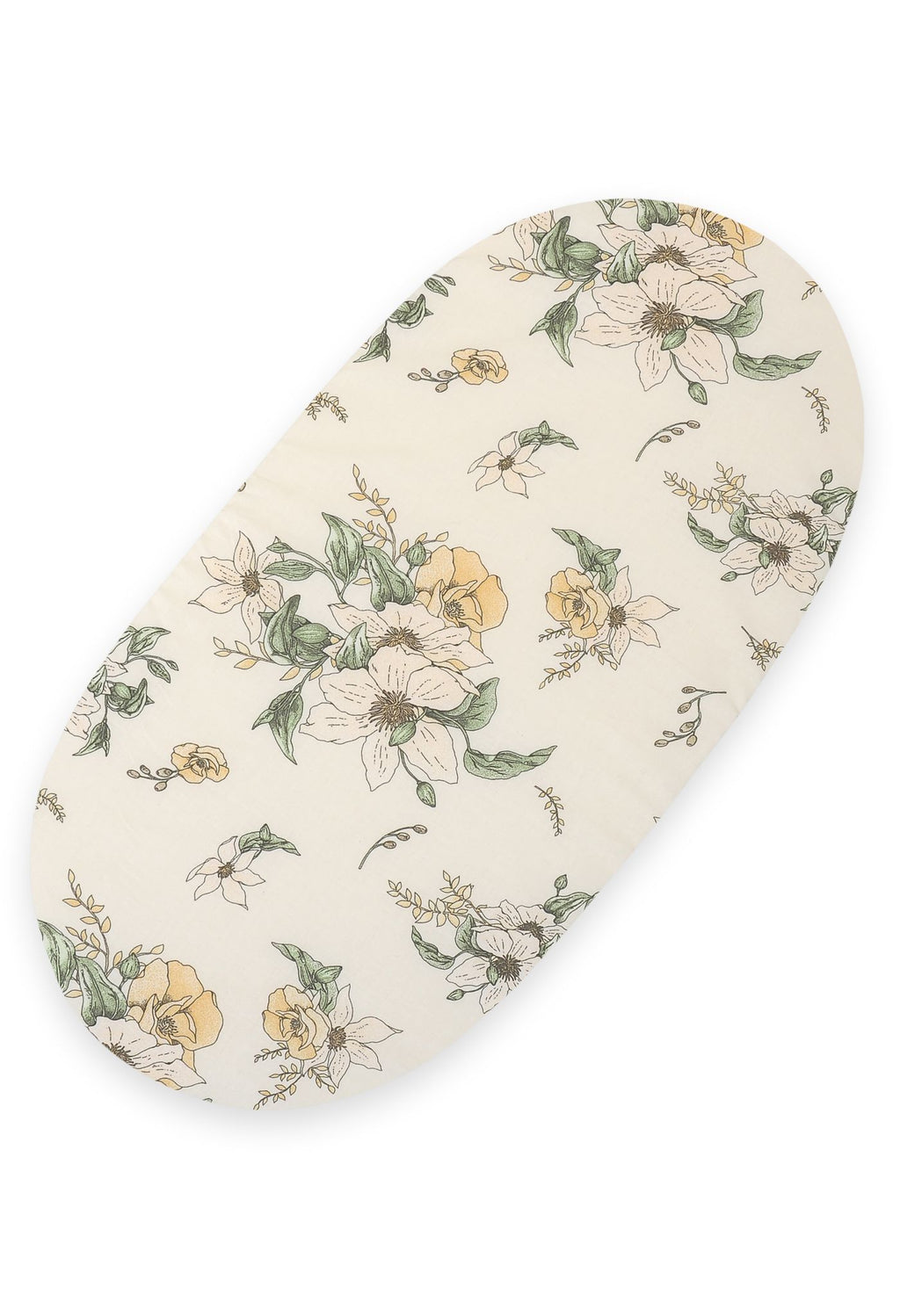 Sheet made of cotton for moses basket mattress 75x35 cm - Clematis on beige