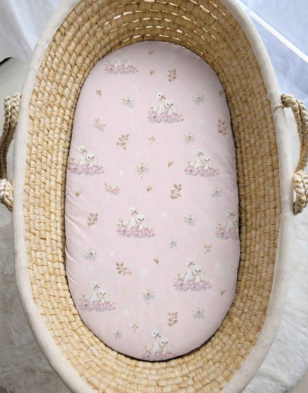 Sheet made of cotton for moses basket mattress 75x35 cm - Little Swans