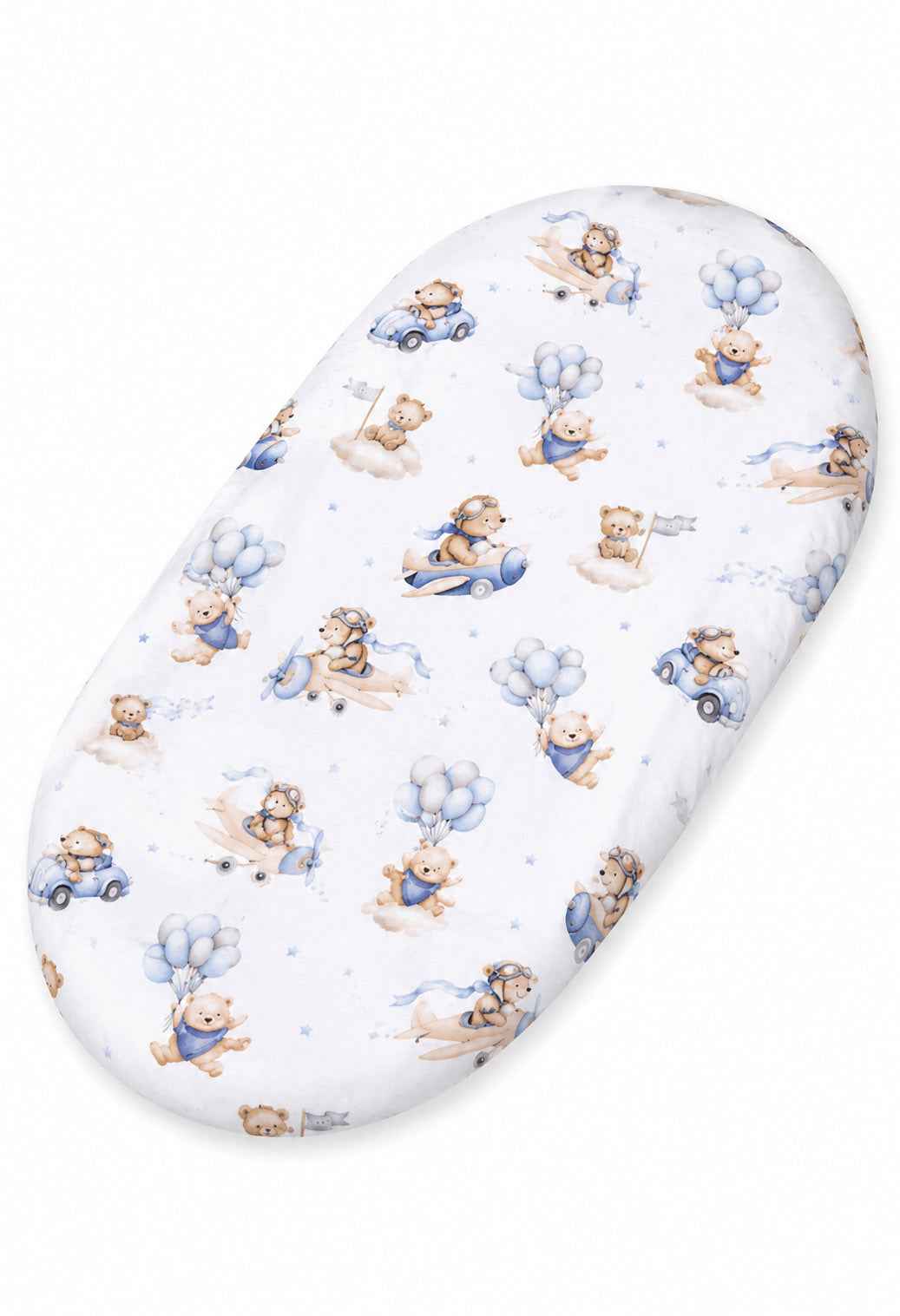 Sheet made of cotton for moses basket mattress 75x35 cm - Blue Sky Bears