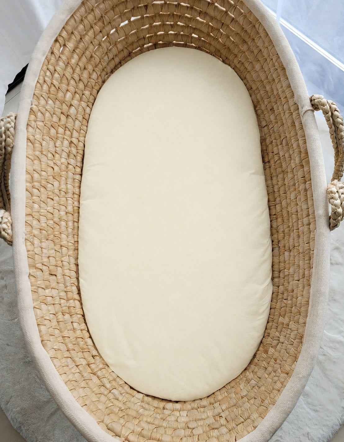 Sheet made of cotton for for prams, moses basket mattress 75x35 cm - cream