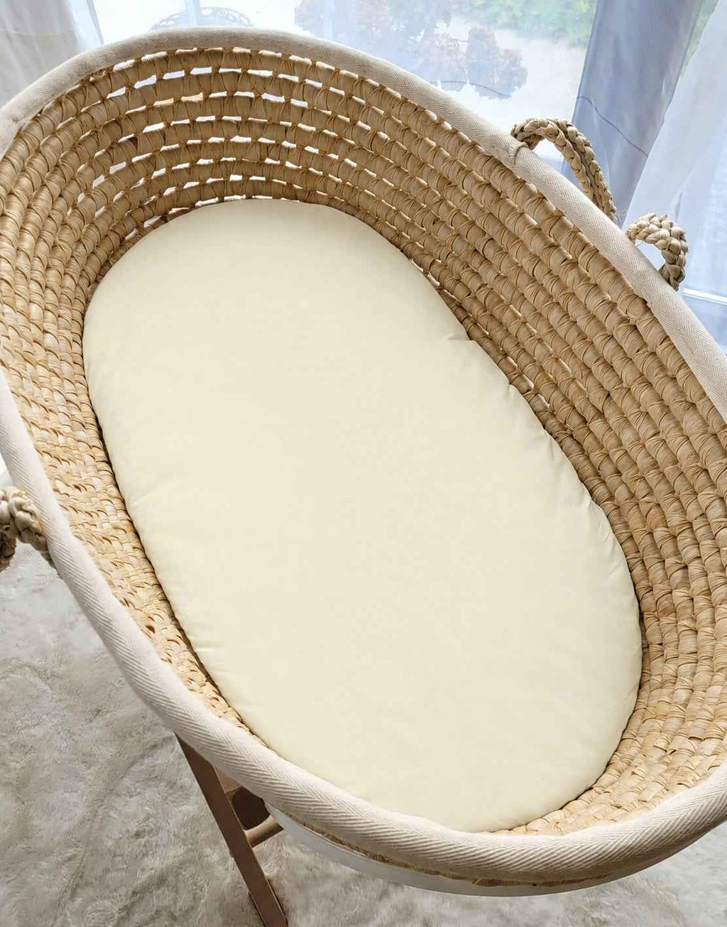 Sheet made of cotton for for prams, moses basket mattress 75x35 cm - cream