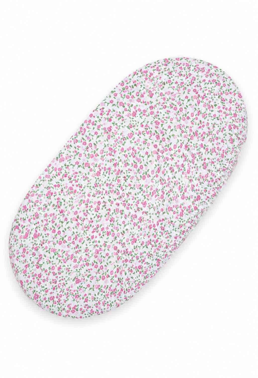 Sheet made of cotton for for prams, moses basket mattress 75x35 cm - little pink flowers