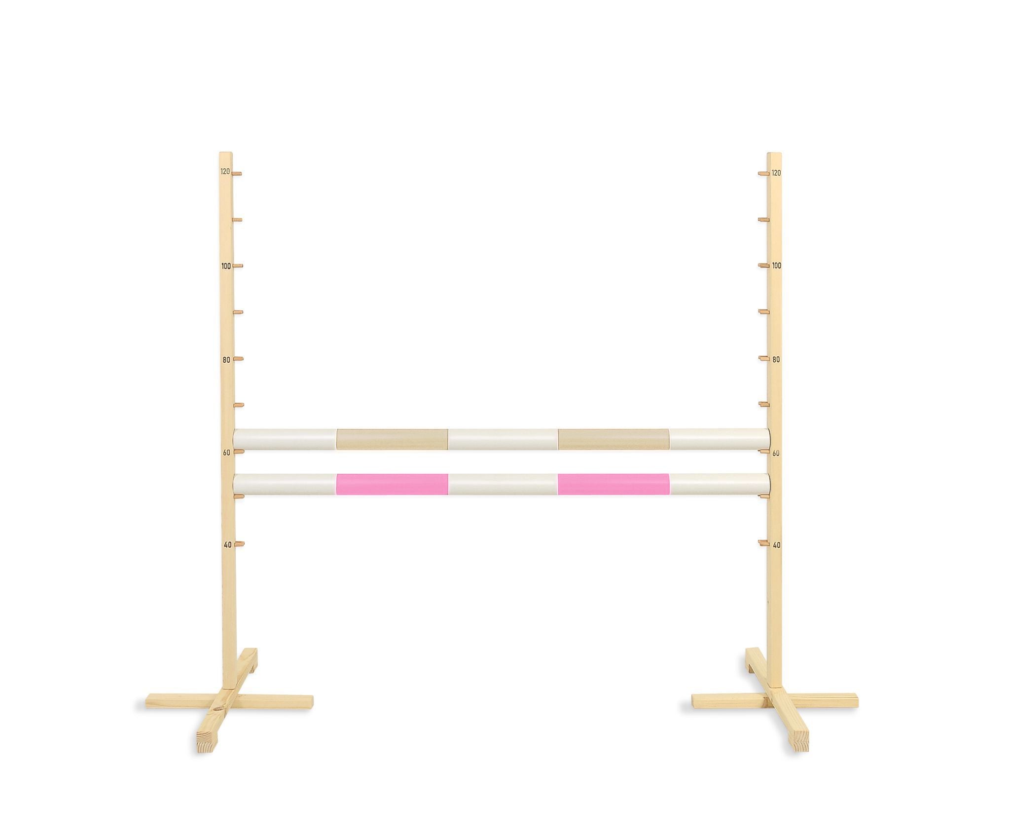 Jumping obstacle for Hobby Horse 120cm, with two beams - beige and light pink