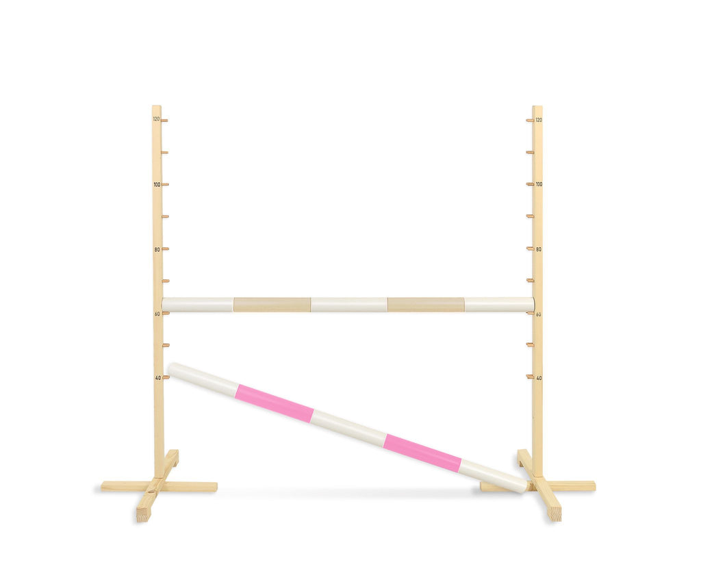 Jumping obstacle for Hobby Horse 120cm, with two beams - beige and light pink