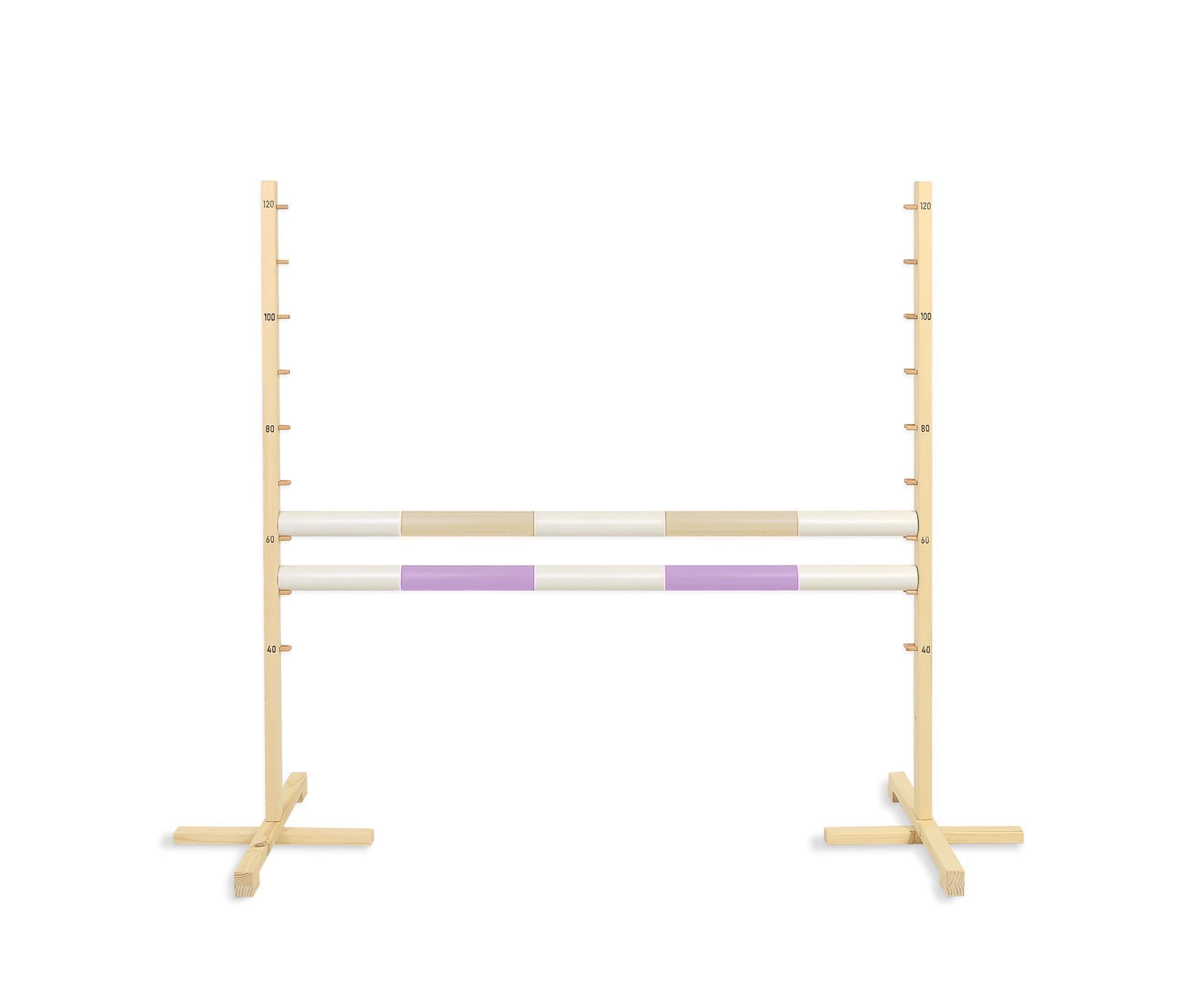 Jumping obstacle for Hobby Horse 120cm, with two beams - beige and light purple