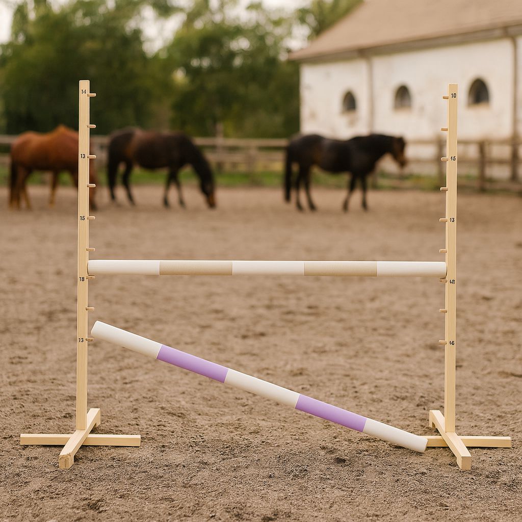 Jumping obstacle for Hobby Horse 120cm, with two beams - beige and light purple