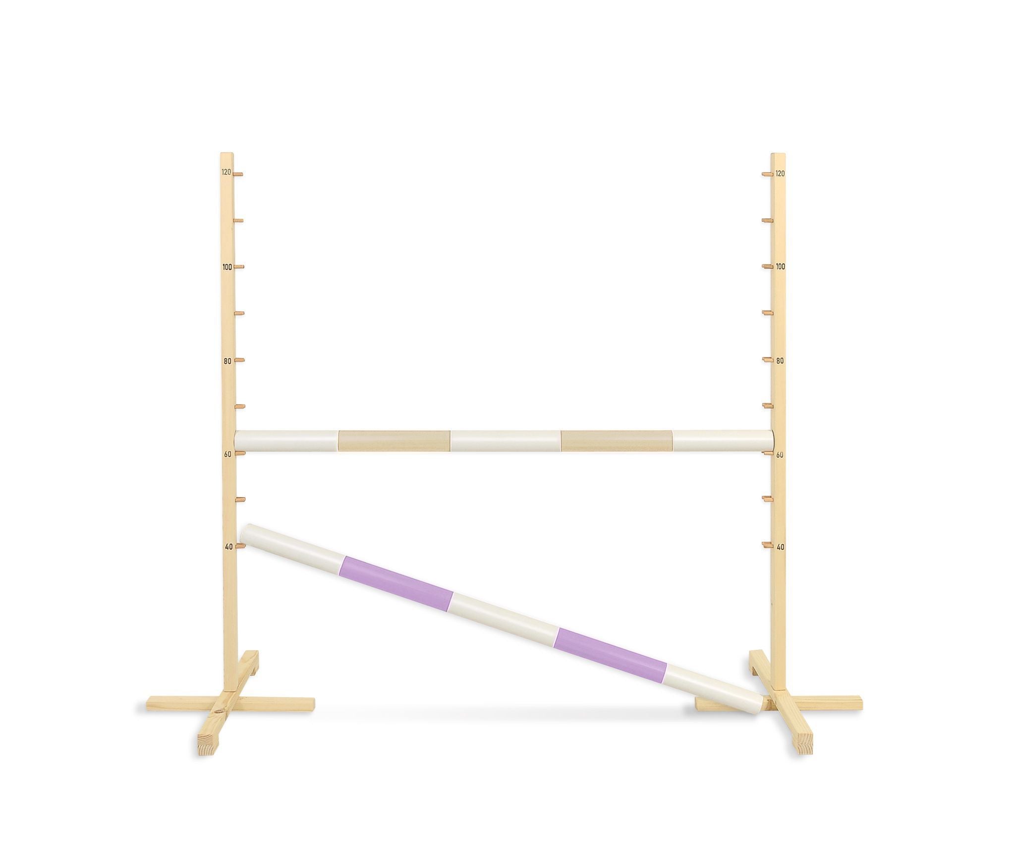 Jumping obstacle for Hobby Horse 120cm, with two beams - beige and light purple