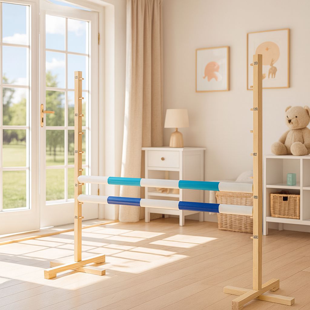 Jumping obstacle for Hobby Horse 120cm, with two beams - light blue and blue