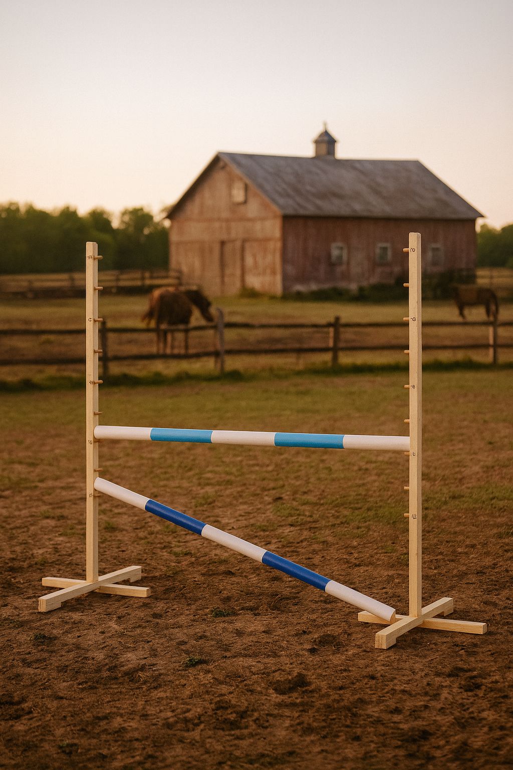 Jumping obstacle for Hobby Horse 120cm, with two beams - light blue and blue