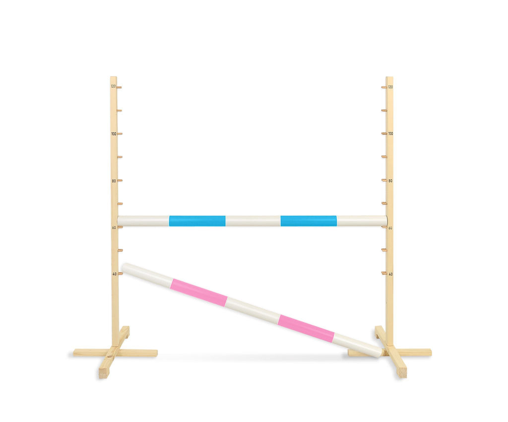 Jumping obstacle for Hobby Horse 120cm, with two beams - light blue and light pink