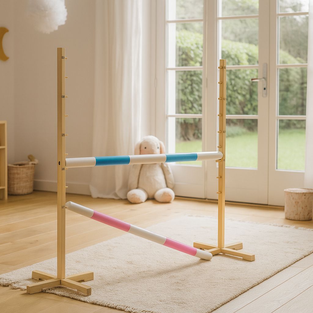 Jumping obstacle for Hobby Horse 120cm, with two beams - light blue and light pink