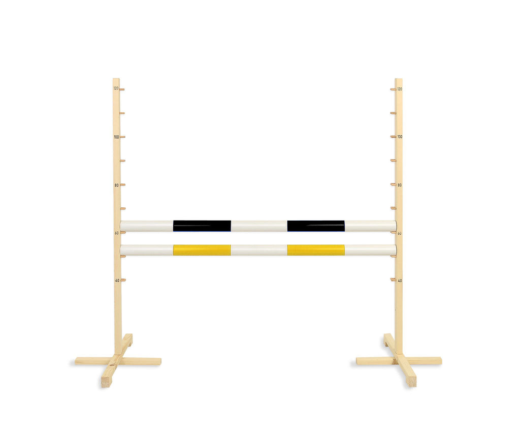 Jumping obstacle for Hobby Horse 120cm, with two beams black and yellow
