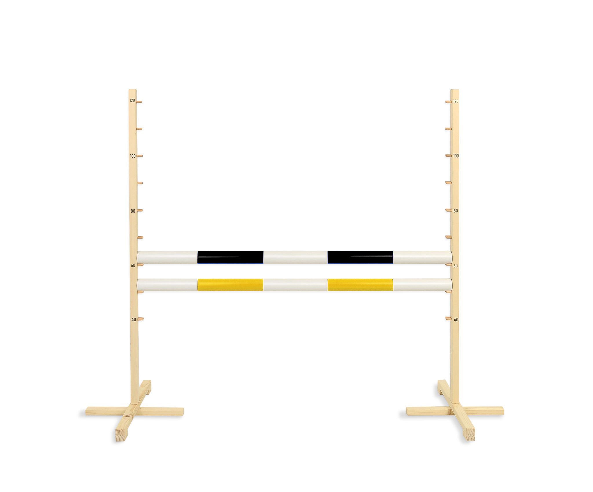 Jumping obstacle for Hobby Horse 120cm, with two beams black and yellow