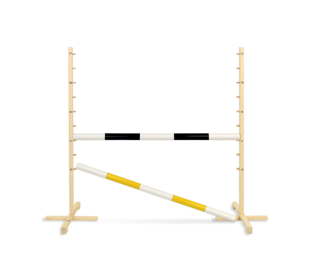 Jumping obstacle for Hobby Horse 120cm, with two beams black and yellow