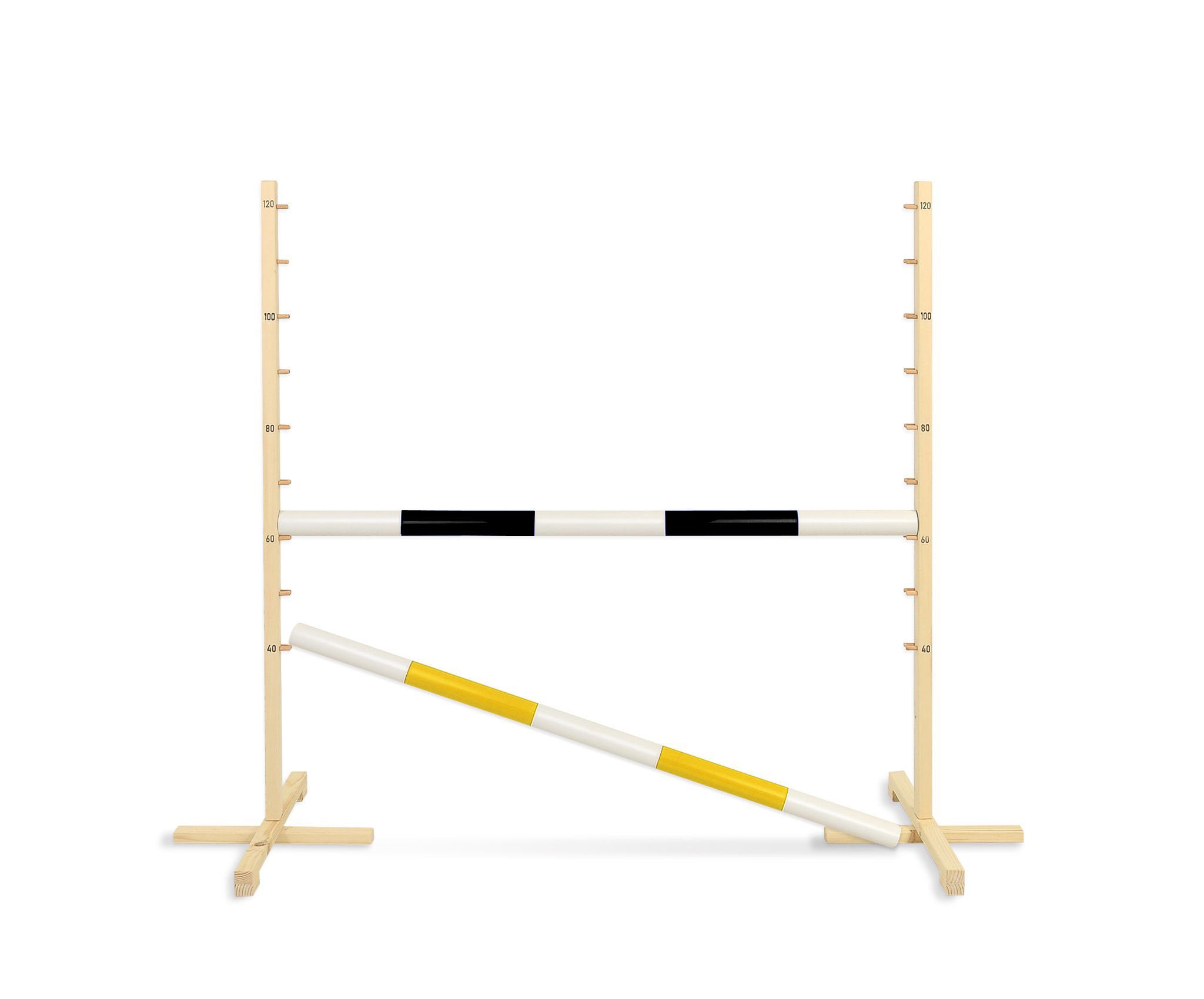 Jumping obstacle for Hobby Horse 120cm, with two beams black and yellow