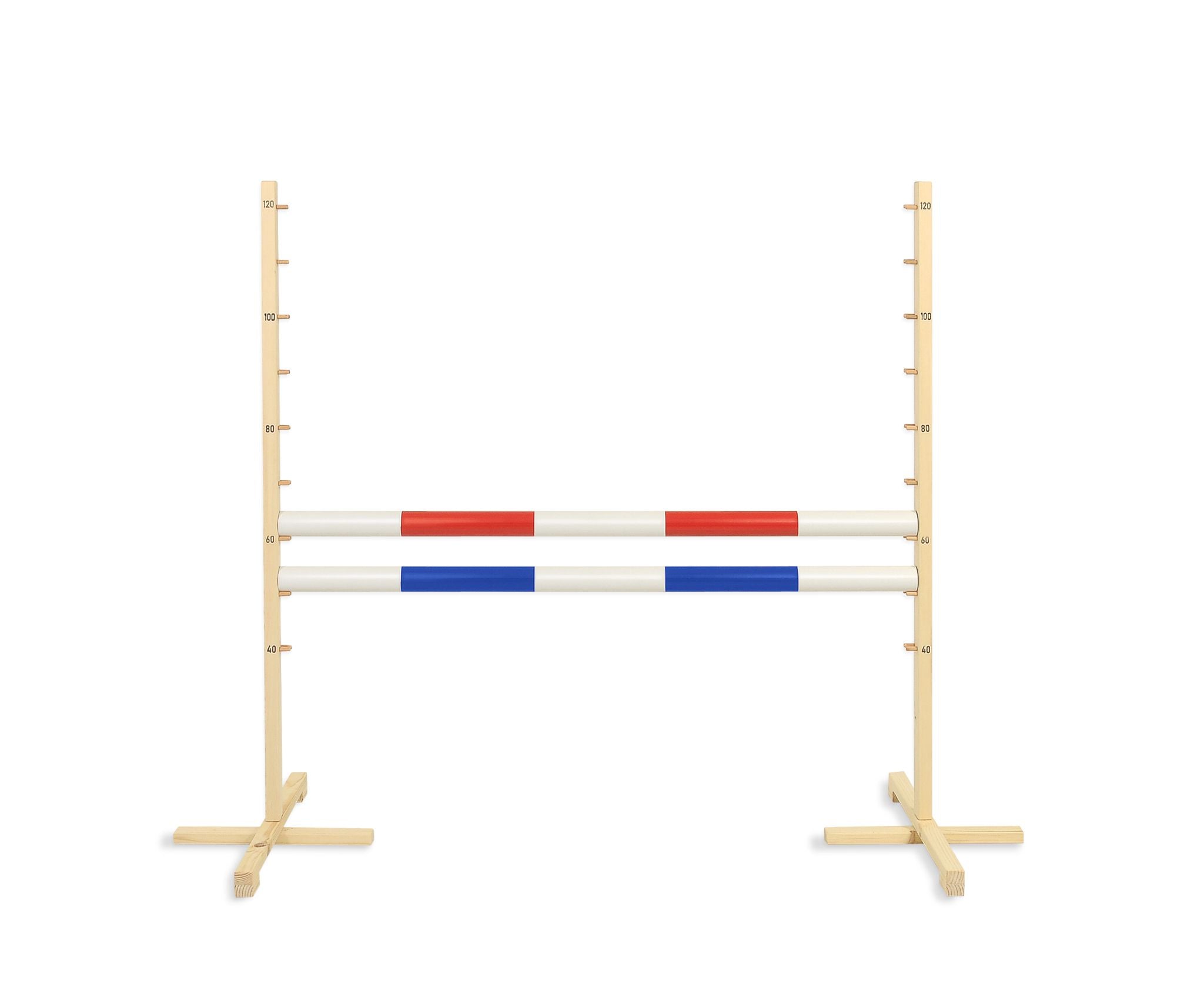 Jumping obstacle for Hobby Horse 120cm, with two beams red and blue