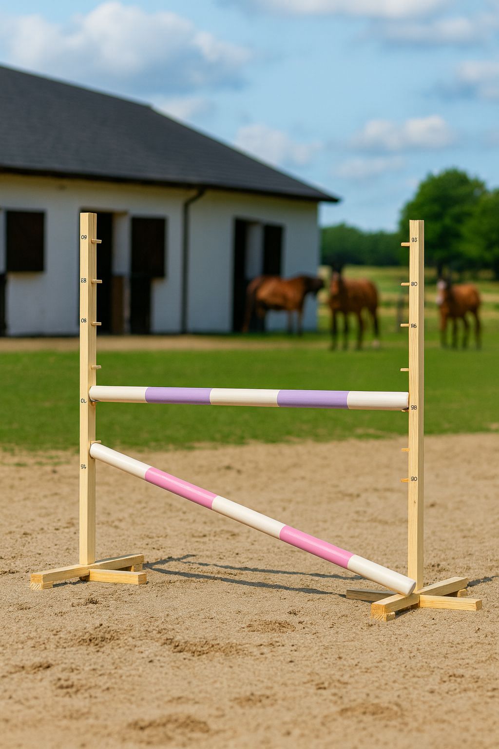 Jumping obstacle for Hobby Horse 120cm, with two beams - light purple and light pink