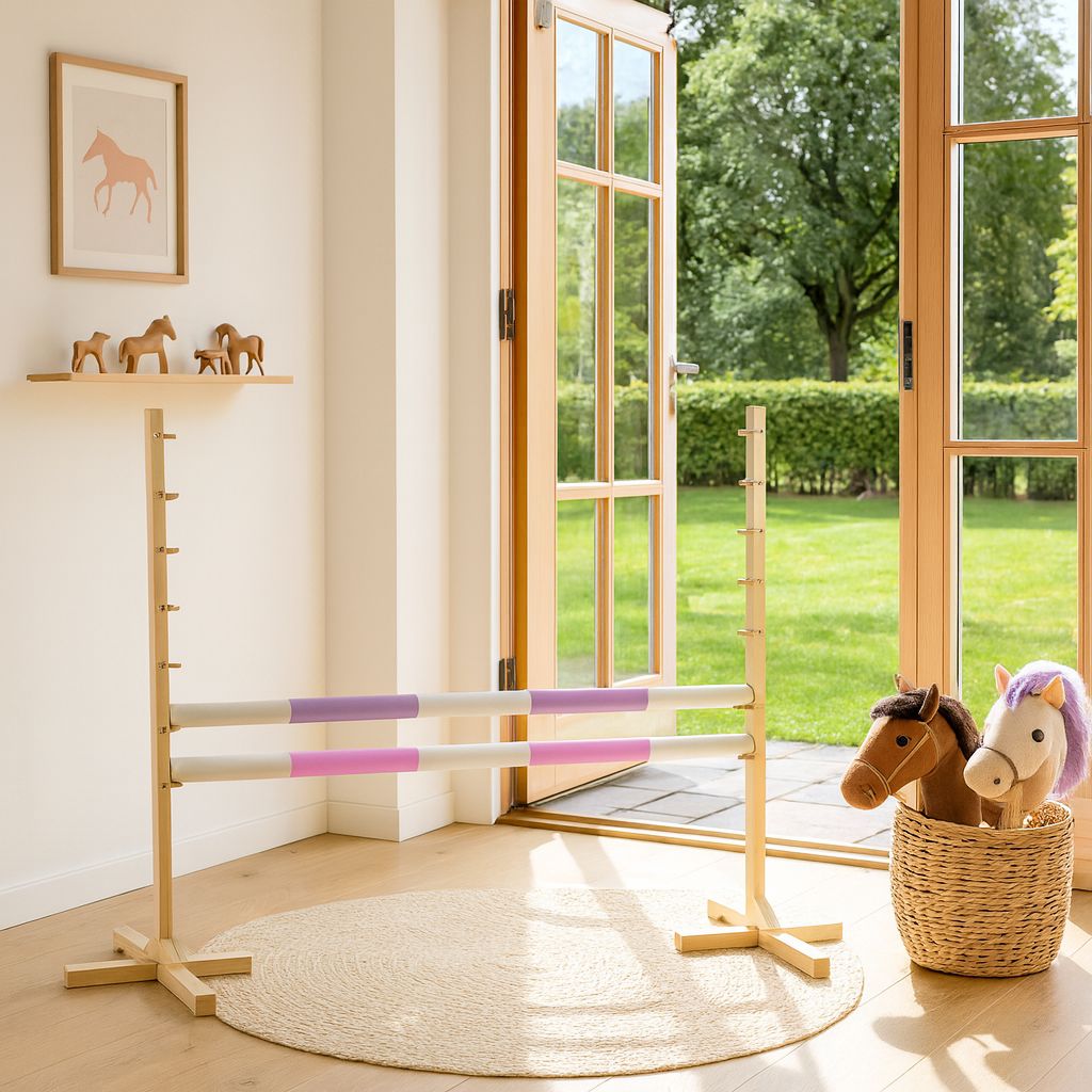 Jumping obstacle for Hobby Horse 120cm, with two beams - light purple and light pink