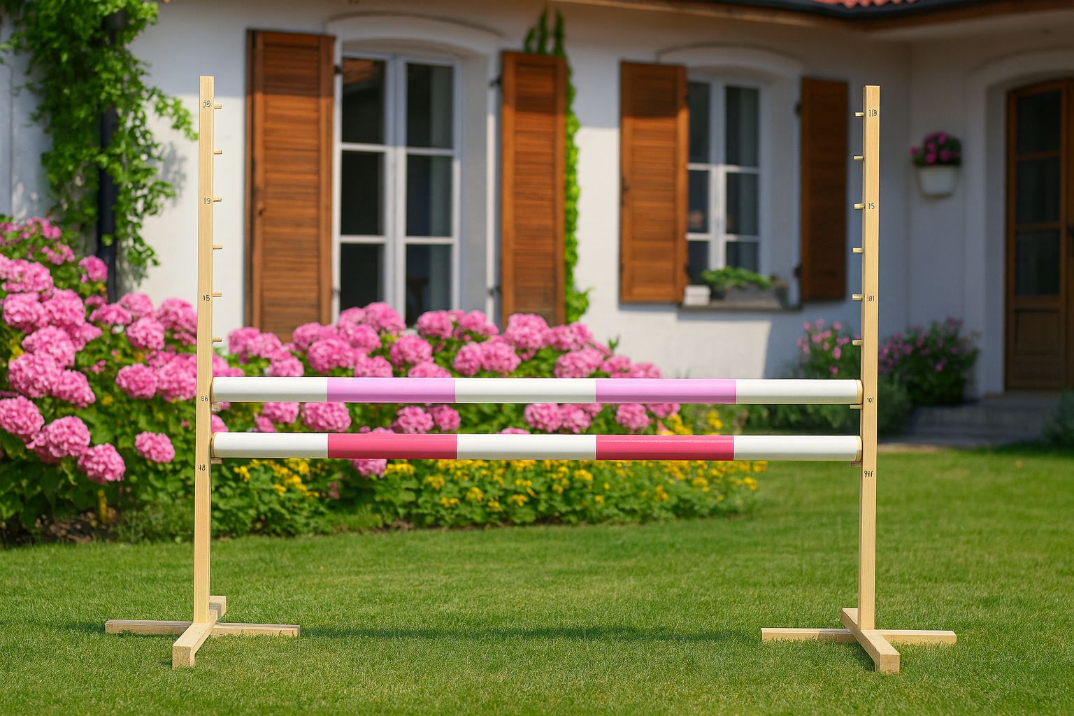 Jumping obstacle for Hobby Horse 120cm, with two beams - light pink and pink
