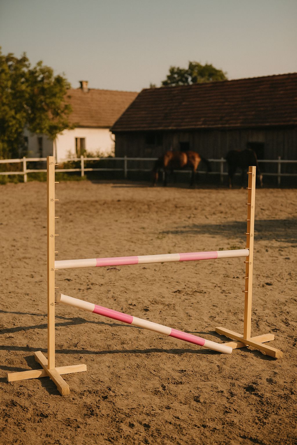 Jumping obstacle for Hobby Horse 120cm, with two beams - light pink and pink