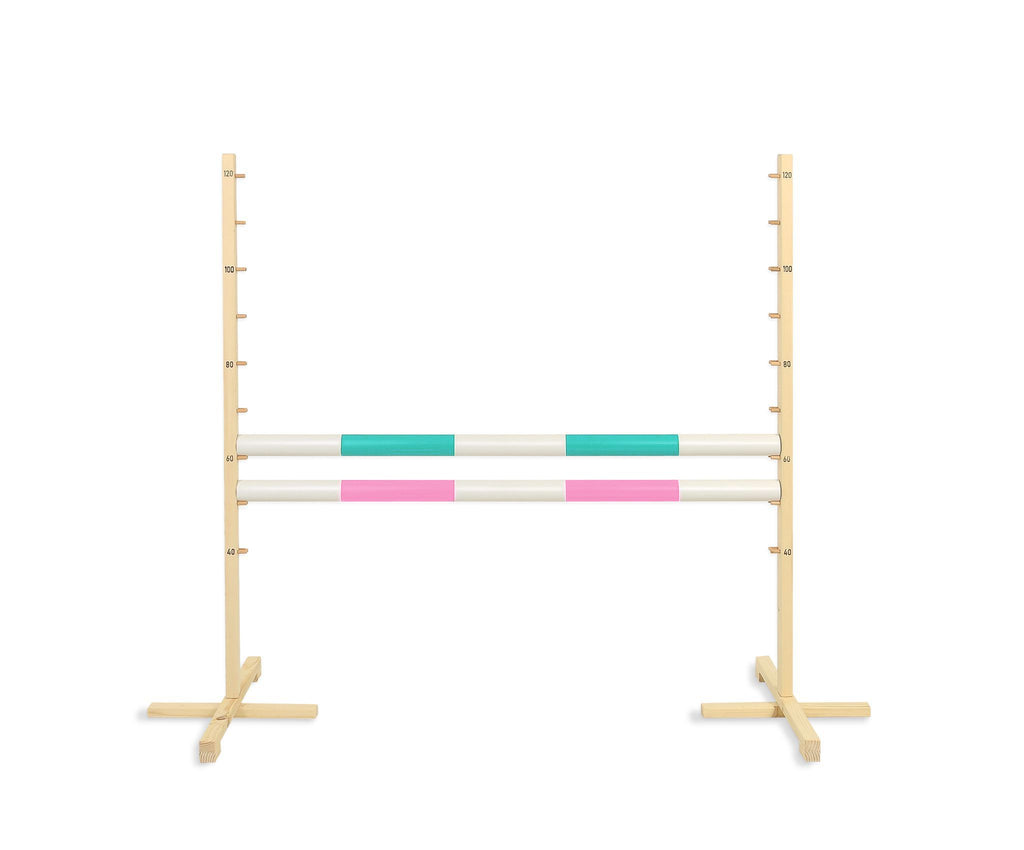 Jumping obstacle for Hobby Horse 120cm, with two beams - mint and light pink