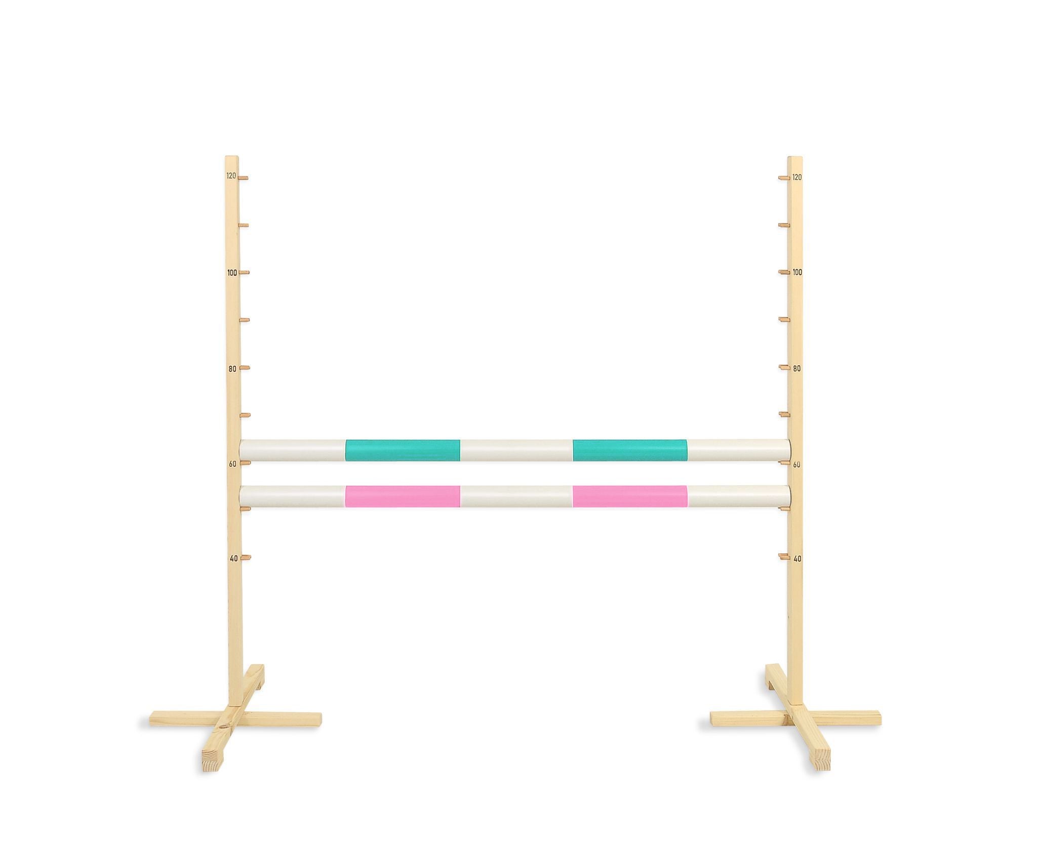 Jumping obstacle for Hobby Horse 120cm, with two beams - mint and light pink