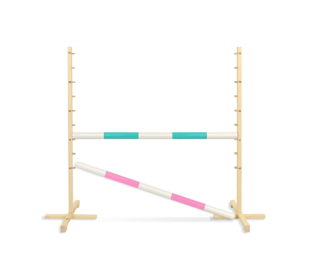 Jumping obstacle for Hobby Horse 120cm, with two beams - mint and light pink