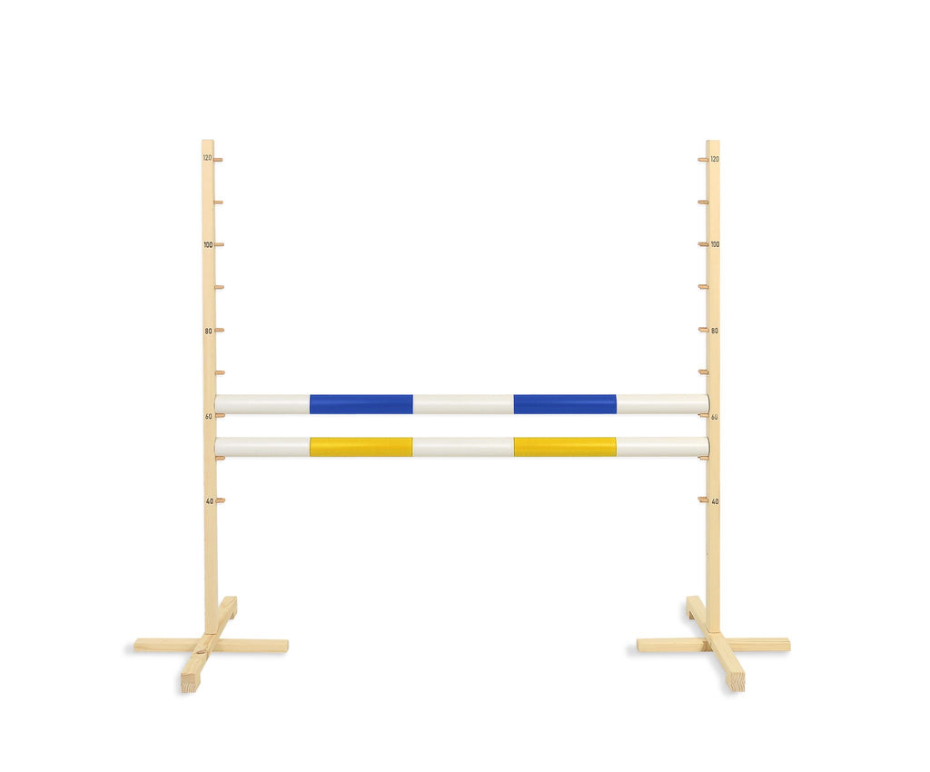 Jumping obstacle for Hobby Horse 120cm, with two beams - blue and yellow