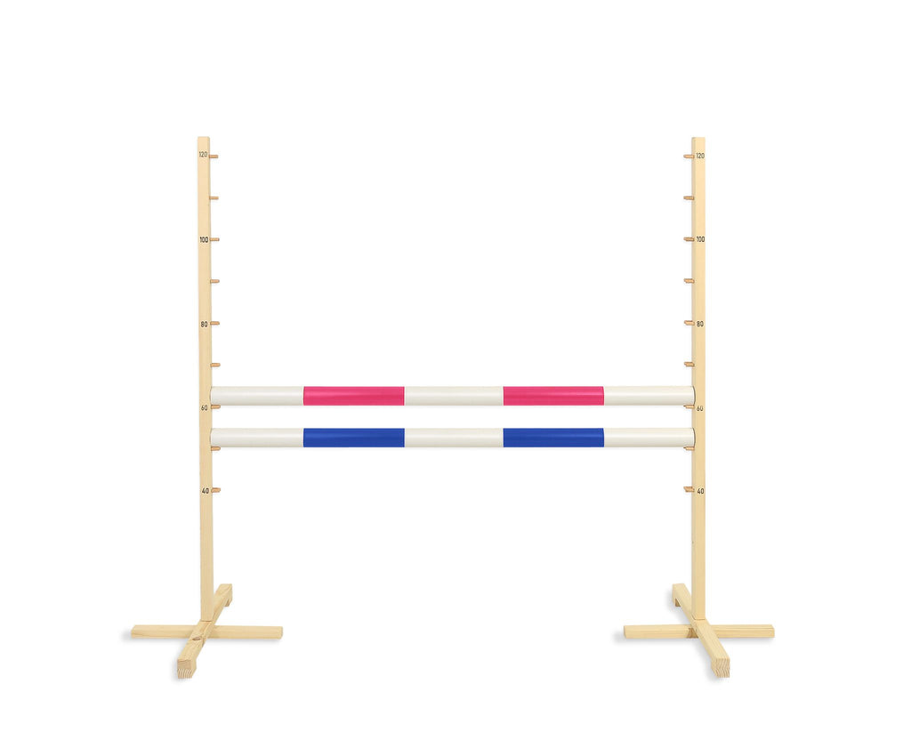Jumping obstacle for Hobby Horse 120cm, with two beams pink and blue