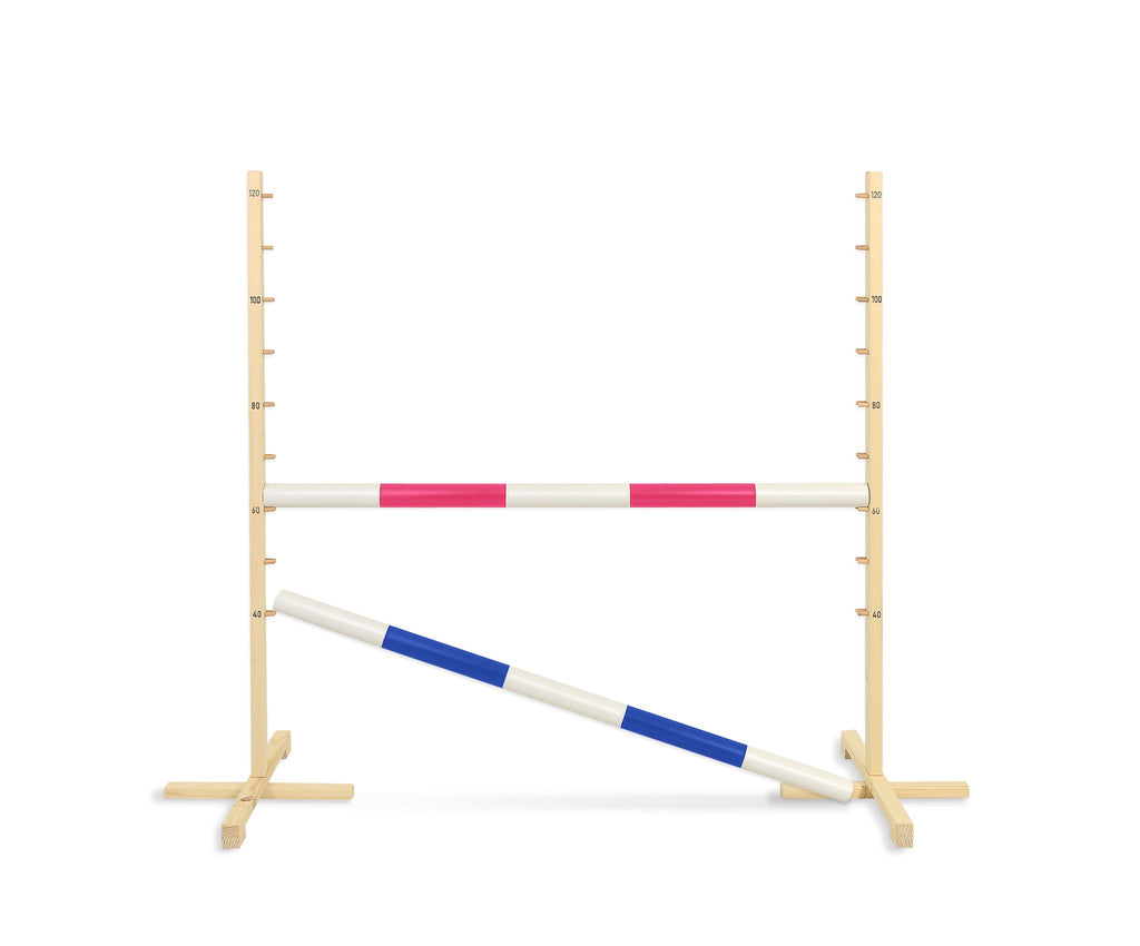 Jumping obstacle for Hobby Horse 120cm, with two beams pink and blue