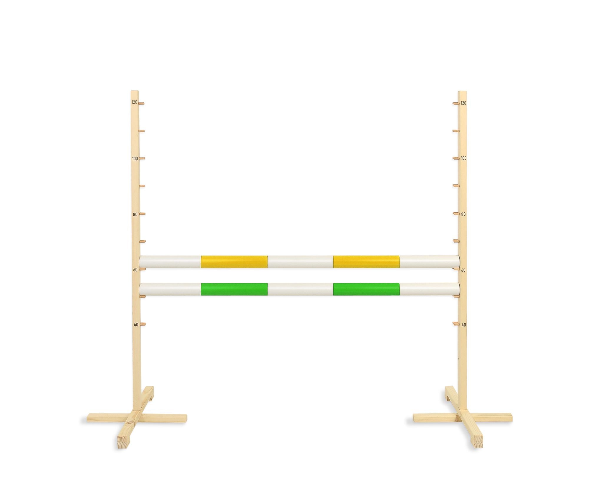 Jumping obstacle for Hobby Horse 120cm, with two beams yellow and green