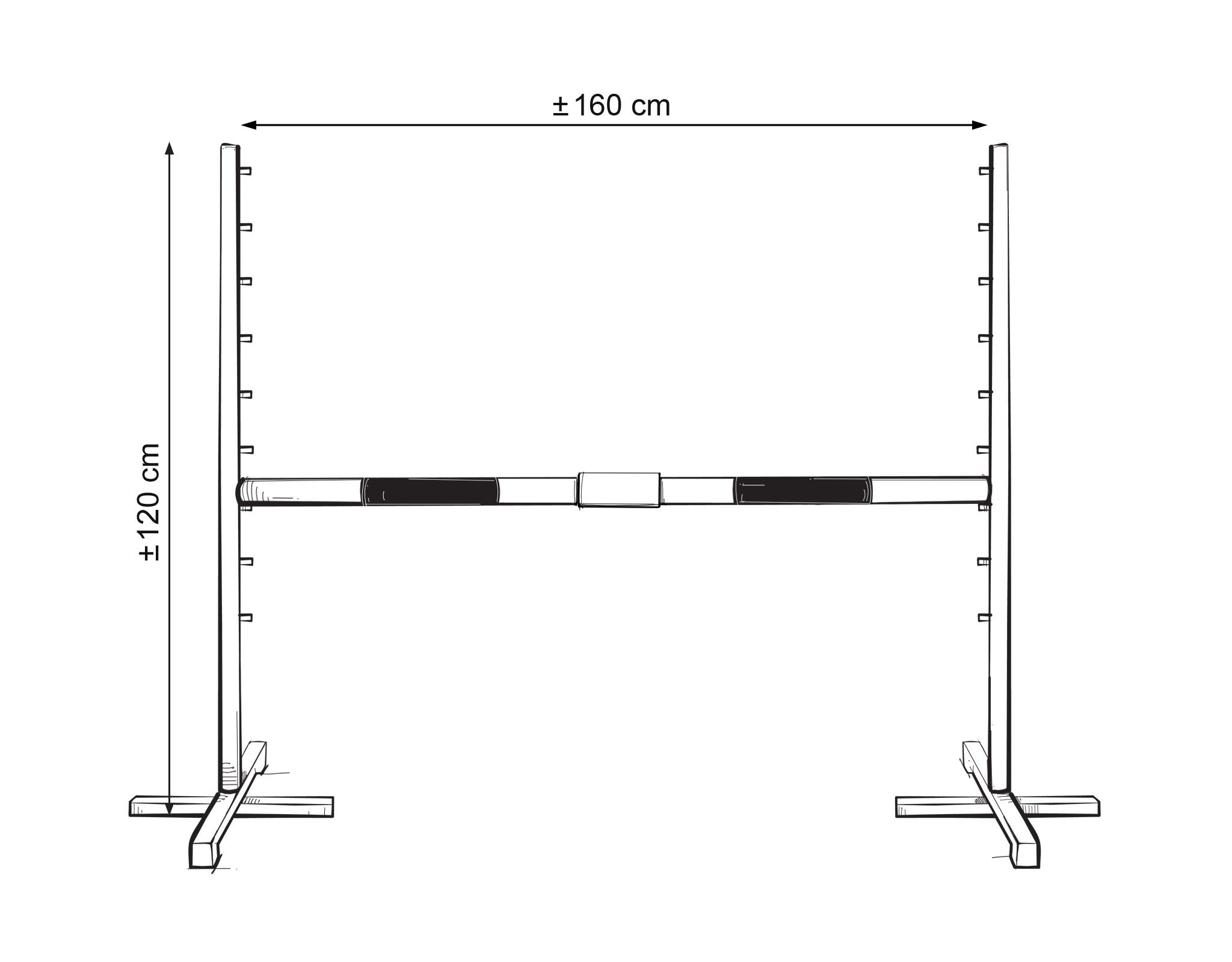 Jumping obstacle for Hobby Horse 160 cm, h-120 cm, with two bars - beige and light pink