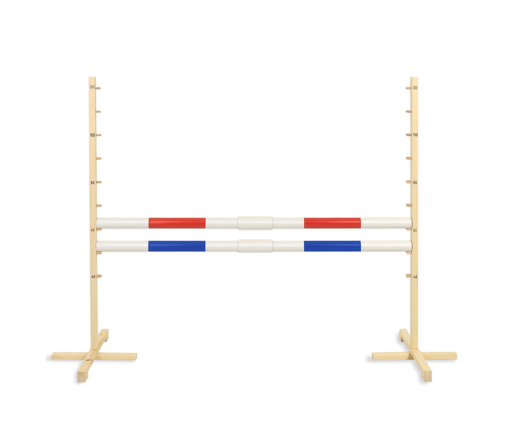 Jumping obstacle for Hobby Horse 160 cm, h-120 cm, with two bars red and blue